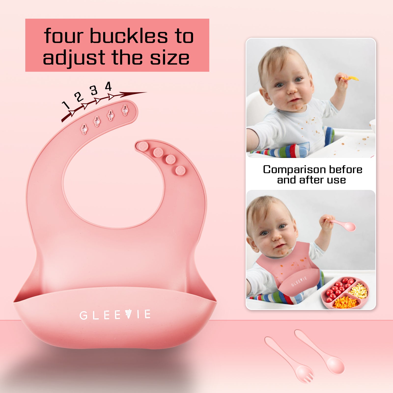 4 pcs/set Baby Silicone Feeding Set Non-Slip Waterproof Suction