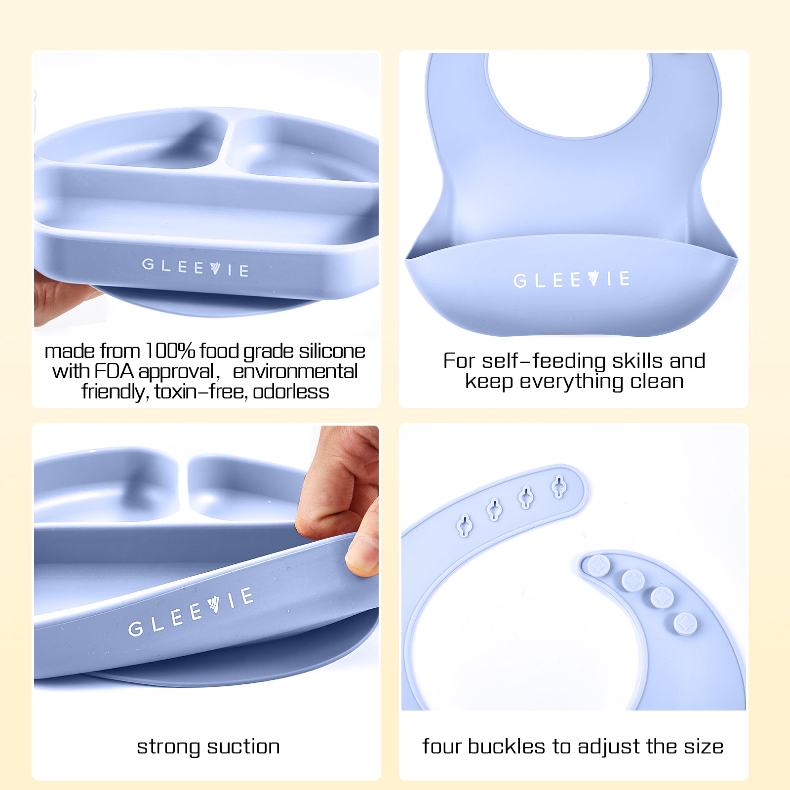 Gleevie Silicone Baby and Child Feeding Sets (4 Pieces)